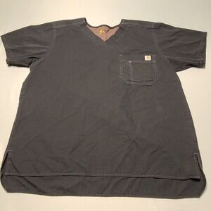 Carhart Scrub Top Mens M Black Ribstop Pockets Medical Classic Nurse Workwear